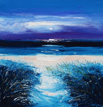 Moon on Luskentyre Beach Path Harris 20x20 Moon on Luskentyre Beach Path Harris 20x20